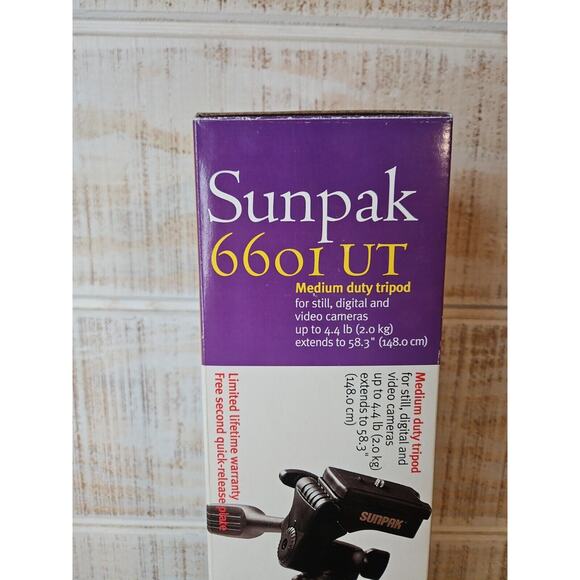 Sunpak‎ 620-080 Tripod w/3-Way Pan Head Folded 20.8" Open 60.2" - Picture 2 of 9